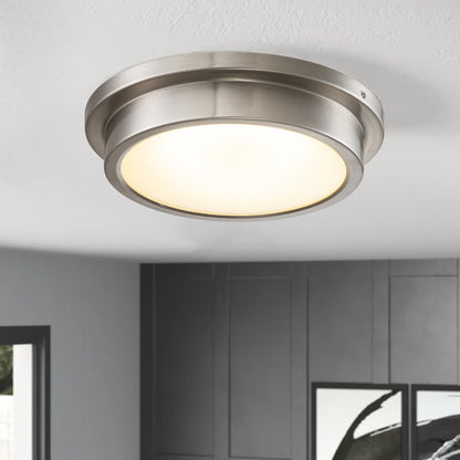 Lampada da incasso a LED da 14 pollici, nichel spazzolato, 30 W, 3000 K, con paralume in vetro a strisce - nichel spazzolato
