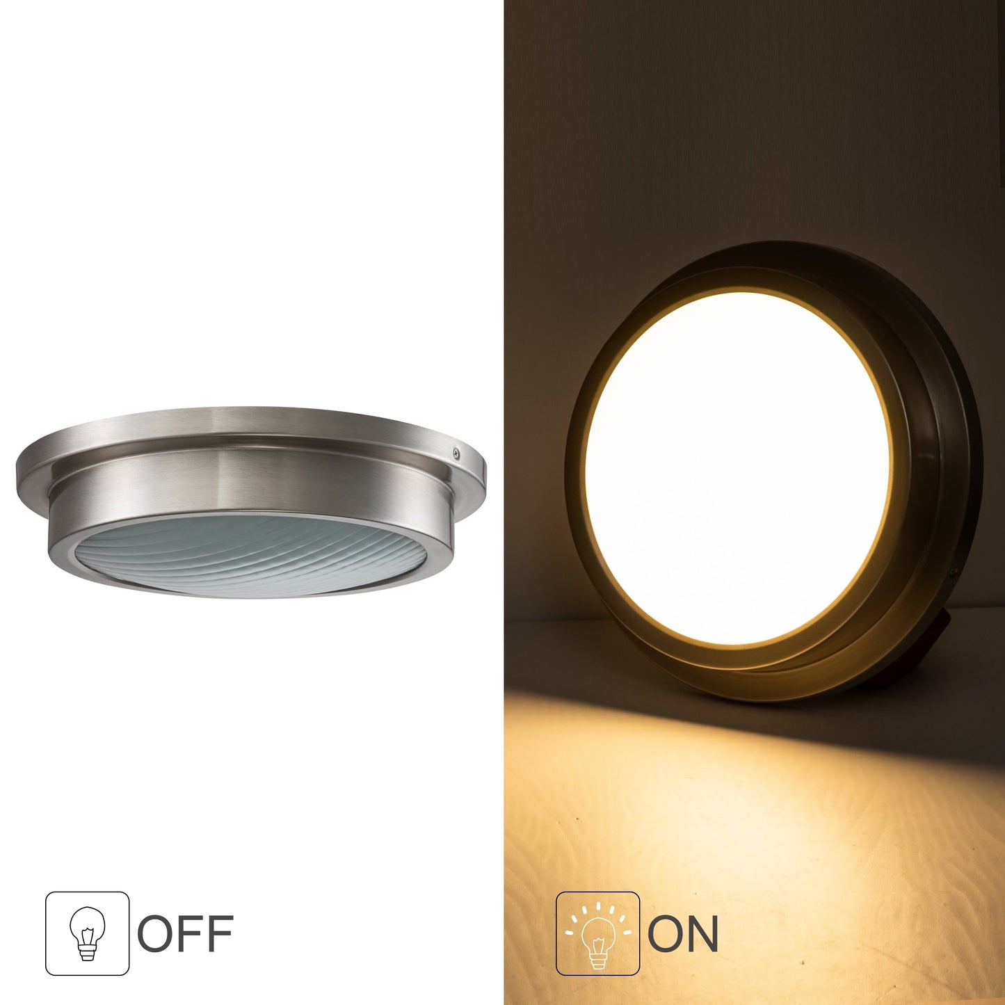 Lampada da incasso a LED da 14 pollici, nichel spazzolato, 30 W, 3000 K, con paralume in vetro a strisce - nichel spazzolato