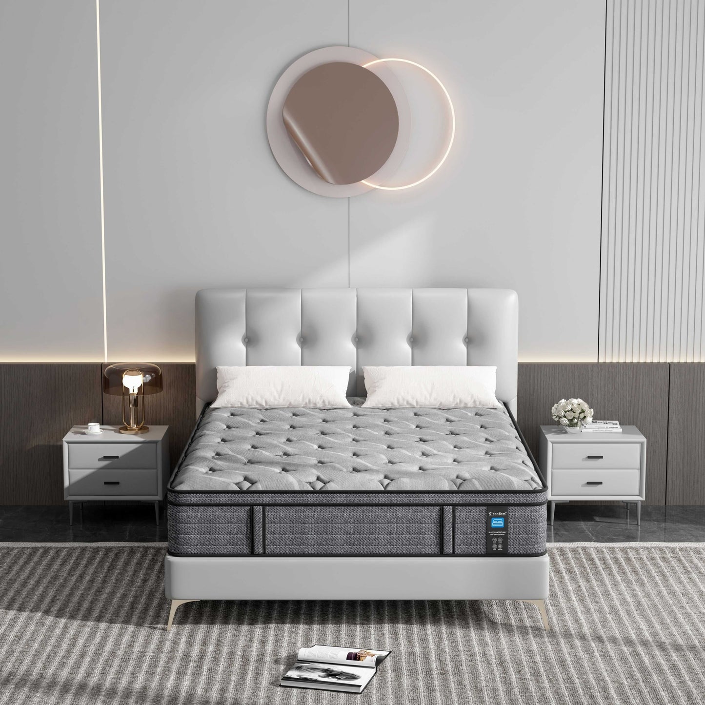 Materasso ibrido medio Euro Top da 14 pollici, materasso in memory foam in una scatola