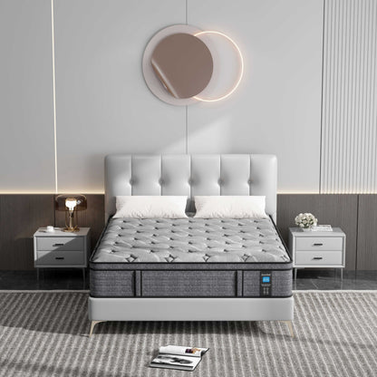 Materasso ibrido medio Euro Top da 14 pollici, materasso in memory foam in una scatola