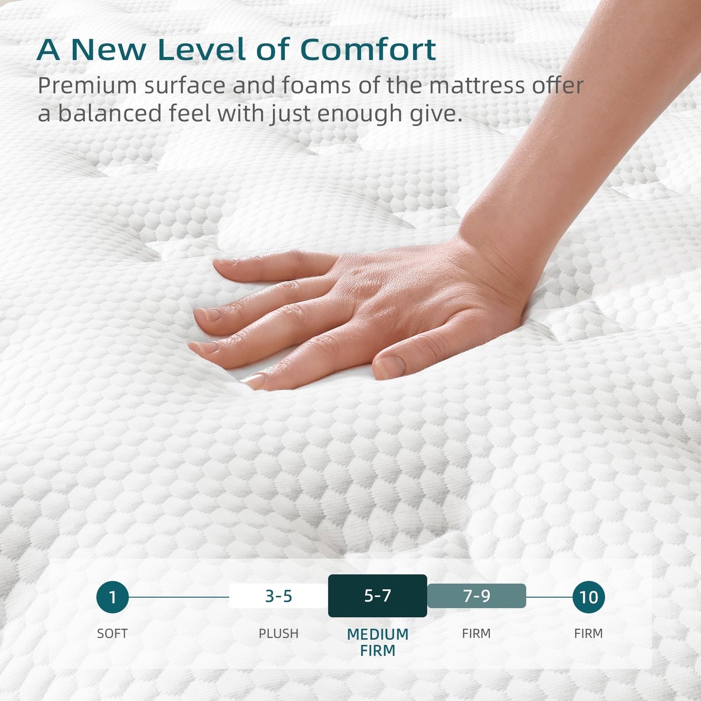 Materasso in memory foam gel semirigido da 14 pollici con materasso ibrido a molle insacchettate