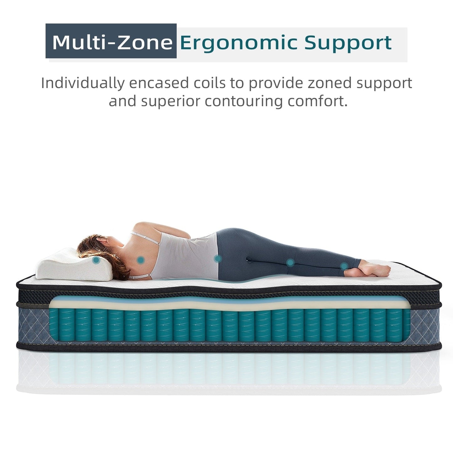 Materasso in memory foam gel semirigido da 14 pollici con materasso ibrido a molle insacchettate