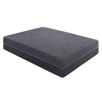 Materasso ibrido in memory foam con infusione di gel per letto matrimoniale da 14 pollici, grigio scuro, materasso in una scatola, comfort medio-rigido
