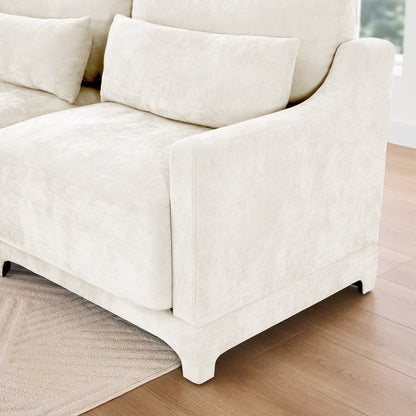 Divano 141.7 Chenille 6 posti con base ergonomica in legno, spugna ad alta resilienza per soggiorno