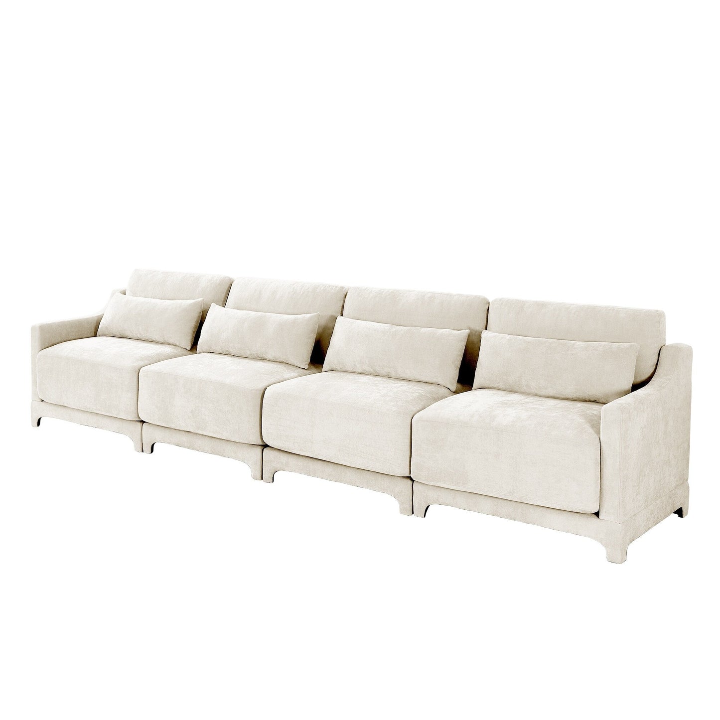 Divano 141.7 Chenille 6 posti con base ergonomica in legno, spugna ad alta resilienza per soggiorno