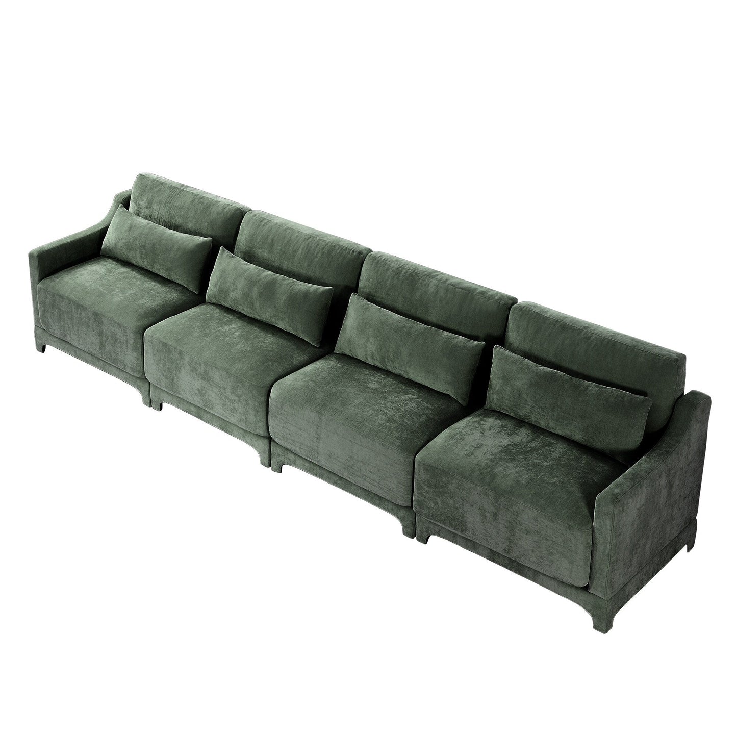 Divano 141.7 Chenille 6 posti con base ergonomica in legno, spugna ad alta resilienza per soggiorno