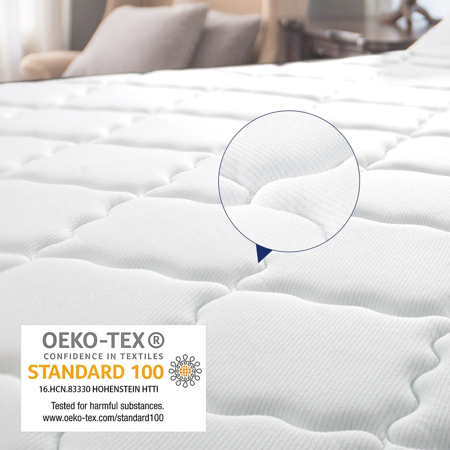 Materasso ibrido 14 - Memory foam in gel di carbone di bambù e supporto a molle insacchettate a 7 zone, rigidità media, prova di 100 notti