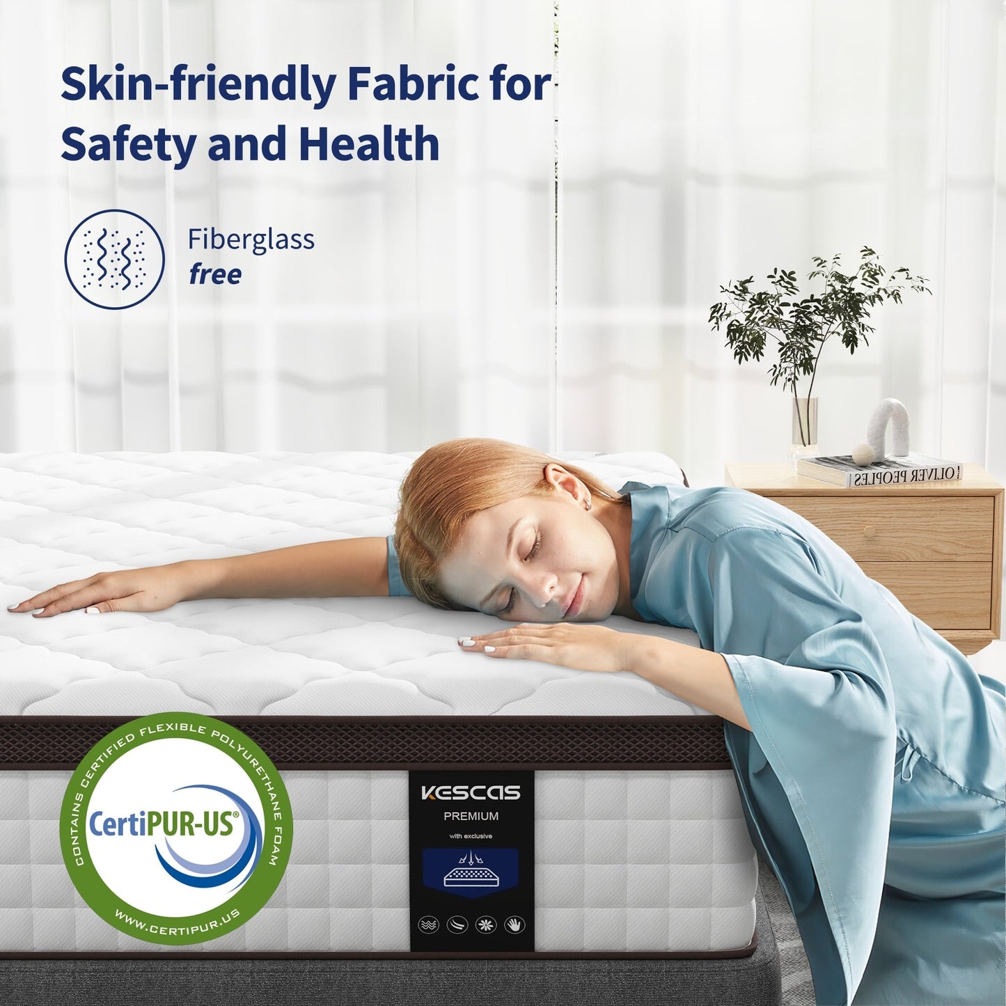 Materasso ibrido 14 - Memory foam in gel di carbone di bambù e supporto a molle insacchettate a 7 zone, rigidità media, prova di 100 notti
