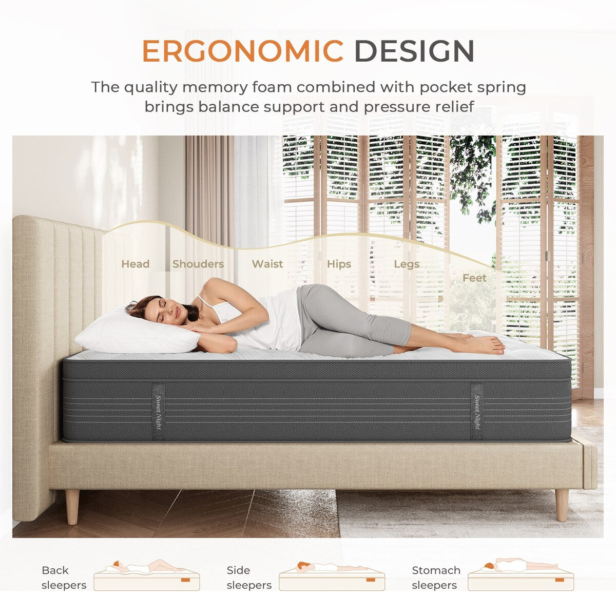 Materasso ibrido in memory foam da 14'' in una scatola