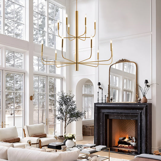 Lampadario minimalista a 15 luci, design antico a 2 livelli - 48