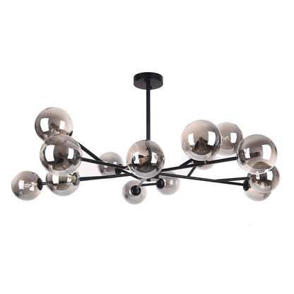 Lampadario a globo in vetro a bolla con 15 luci moderne e lineari Sputnik per isola da cucina