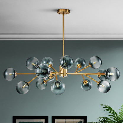 Lampadario a globo in vetro a bolla con 15 luci moderne e lineari Sputnik per isola da cucina