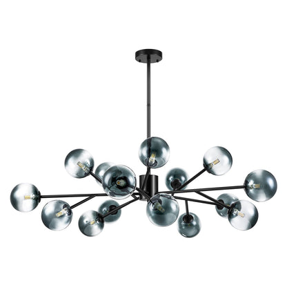 Lampadario a globo in vetro a bolla con 15 luci moderne e lineari Sputnik per isola da cucina