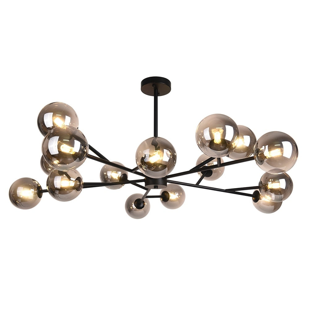 Lampadario a globo in vetro a bolla con 15 luci moderne e lineari Sputnik per isola da cucina