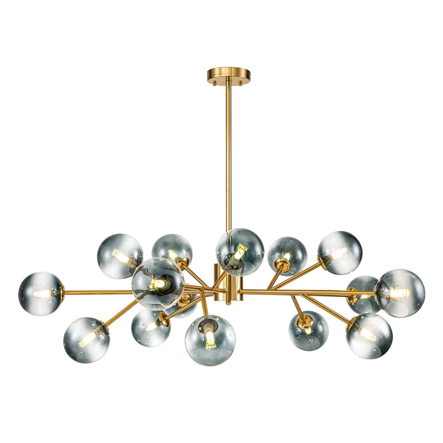 Lampadario a globo in vetro a bolla con 15 luci moderne e lineari Sputnik per isola da cucina