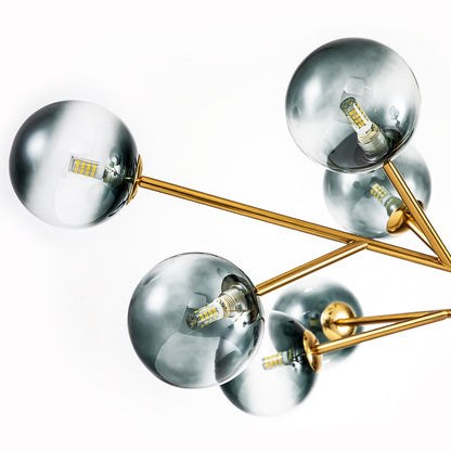 Lampadario a globo in vetro a bolla con 15 luci moderne e lineari Sputnik per isola da cucina