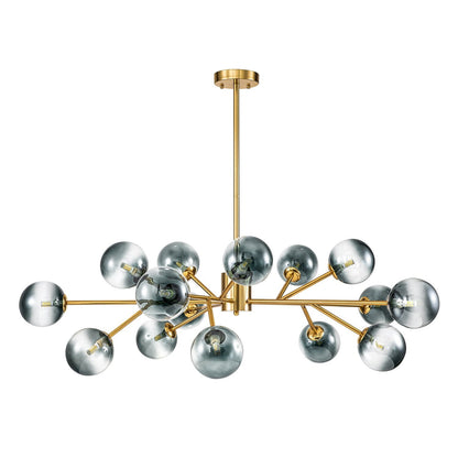 Lampadario a globo in vetro a bolla con 15 luci moderne e lineari Sputnik per isola da cucina