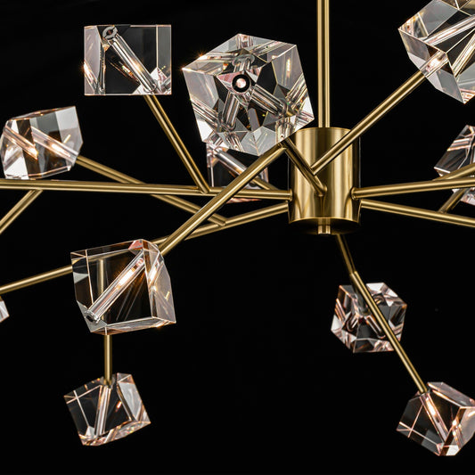 Lampadario di cristallo lineare Sputnik di lusso moderno e glamour a 18 luci per sala da pranzo/soggiorno