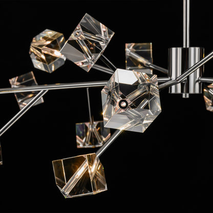 Lampadario di cristallo lineare Sputnik di lusso moderno e glamour a 18 luci per sala da pranzo/soggiorno