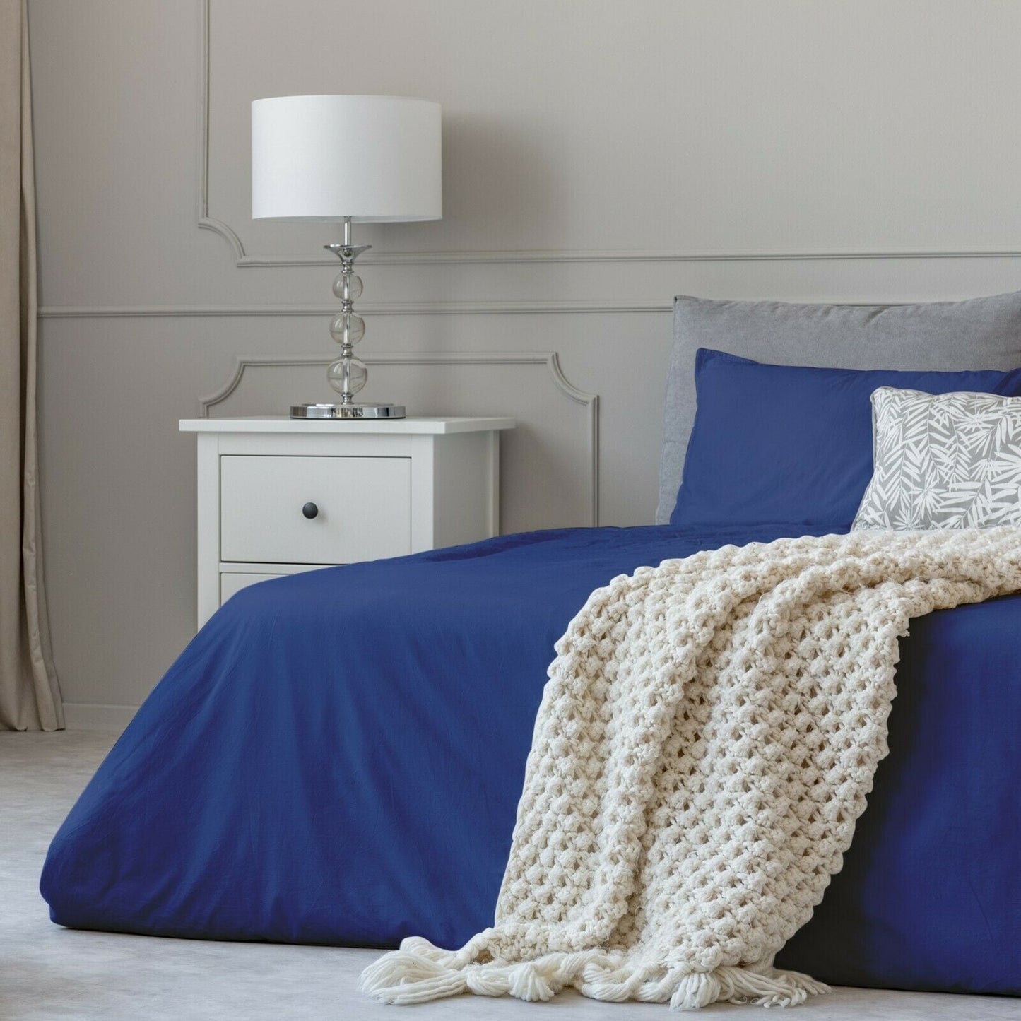 Set di lenzuola in cotone effetto 1800 con federe con tasca profonda, tutte le misure