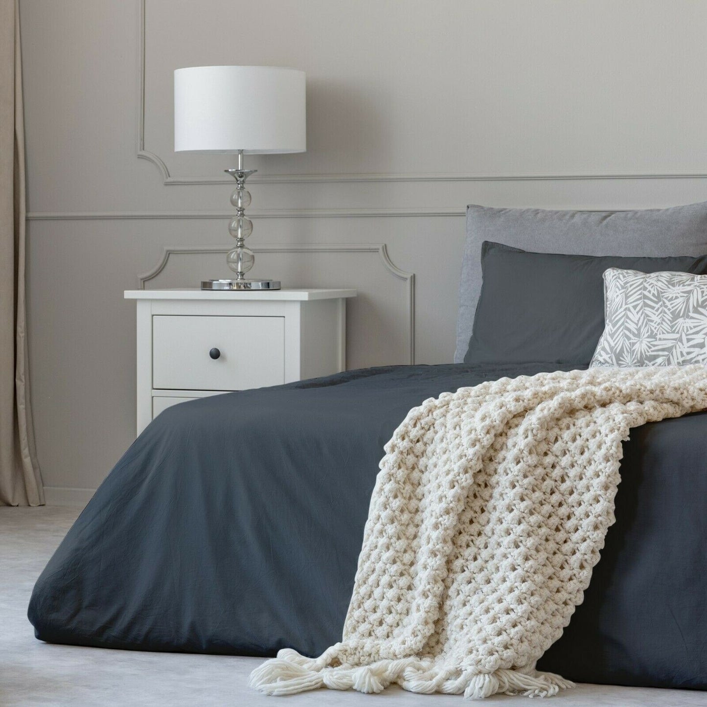 Set di lenzuola in cotone effetto 1800 con federe con tasca profonda, tutte le misure