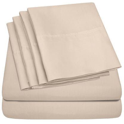 Set di lenzuola extra profonde da 24 tasche, 6 pezzi, serie 1500