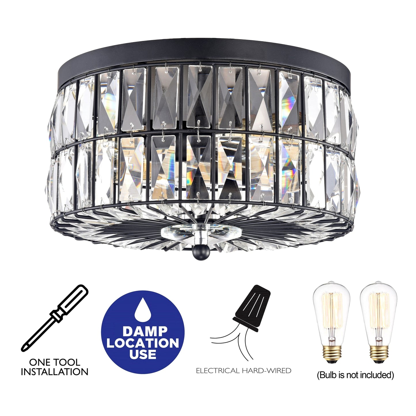 Lampada da soffitto a filo con cristallo a incandescenza a 2 luci C Cattleya