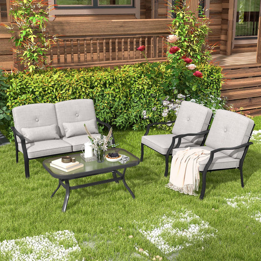 Set di mobili da giardino 2/4 pezzi, divano da conversazione per esterni, tavolo