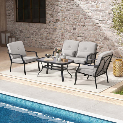 Set di mobili da giardino 2/4 pezzi, divano da conversazione per esterni, tavolo