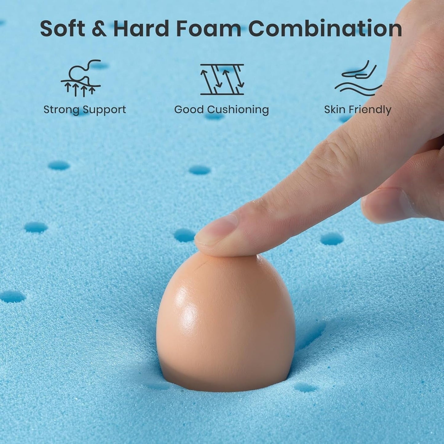 Topper in memory foam gel da 2 pollici, rinfrescante, anti-pressione, per il mal di schiena, CertiPUR