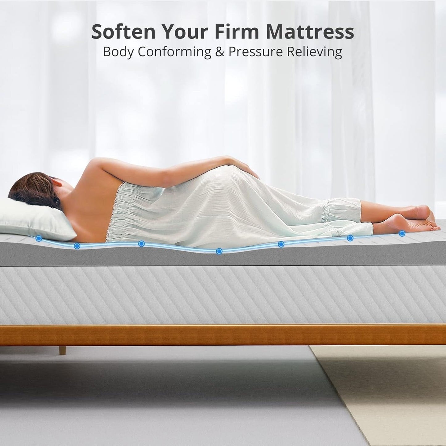 Materasso in memory foam King Gel da 2 pollici, rinfrescante e morbido, anti-pressione, CertiPUR