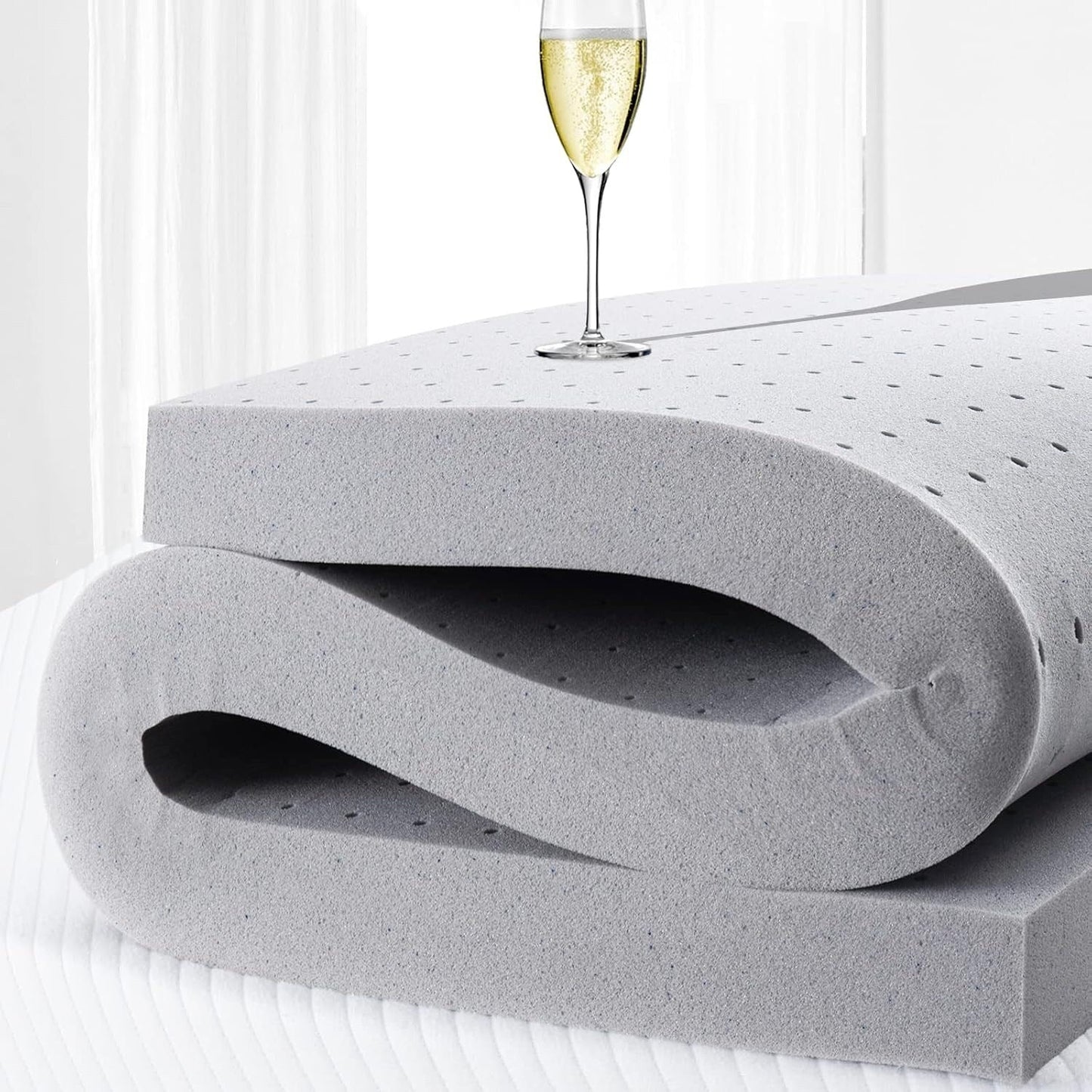 Materasso in memory foam King Gel da 2 pollici, rinfrescante e morbido, anti-pressione, CertiPUR