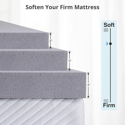 Coprimaterasso da 2 pollici King, coprimaterasso in memory foam in gel per letto matrimoniale per un sonno morbido e rinfrescante, allevia la pressione
