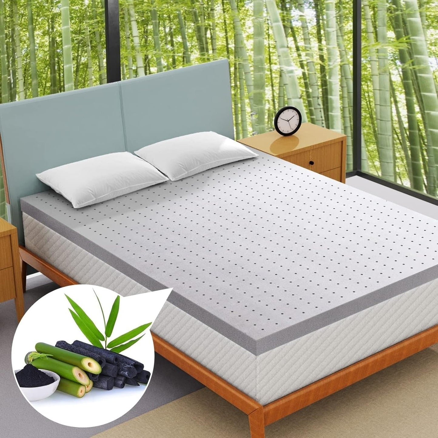 Coprimaterasso da 2 pollici King, coprimaterasso in memory foam in gel per letto matrimoniale per un sonno morbido e rinfrescante, allevia la pressione
