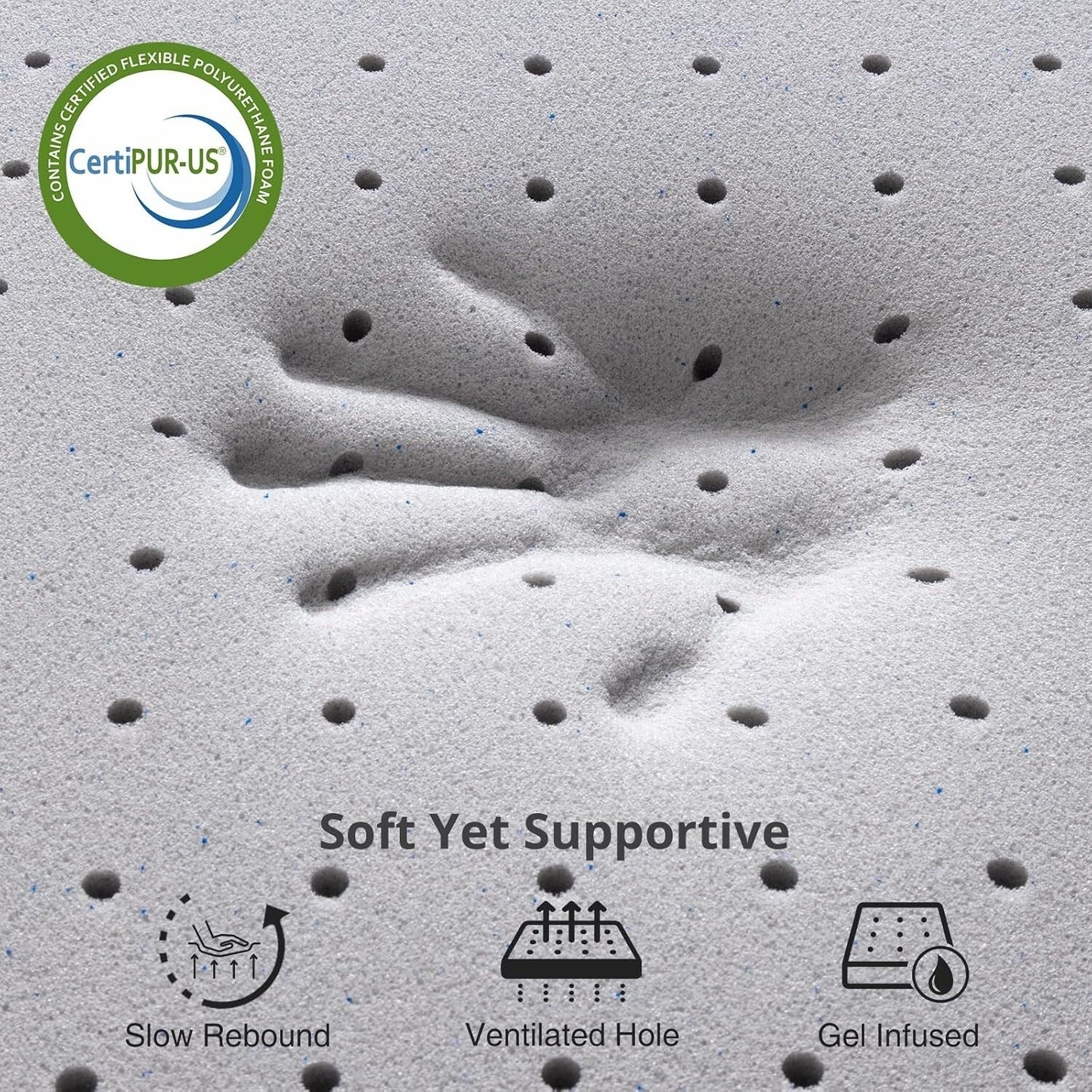 Coprimaterasso da 2 pollici King, coprimaterasso in memory foam in gel per letto matrimoniale per un sonno morbido e rinfrescante, allevia la pressione