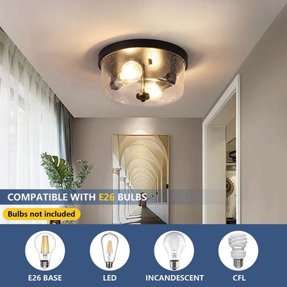 Plafoniera da soffitto a filo stile fattoria nera a 2 luci - Confezione da 2