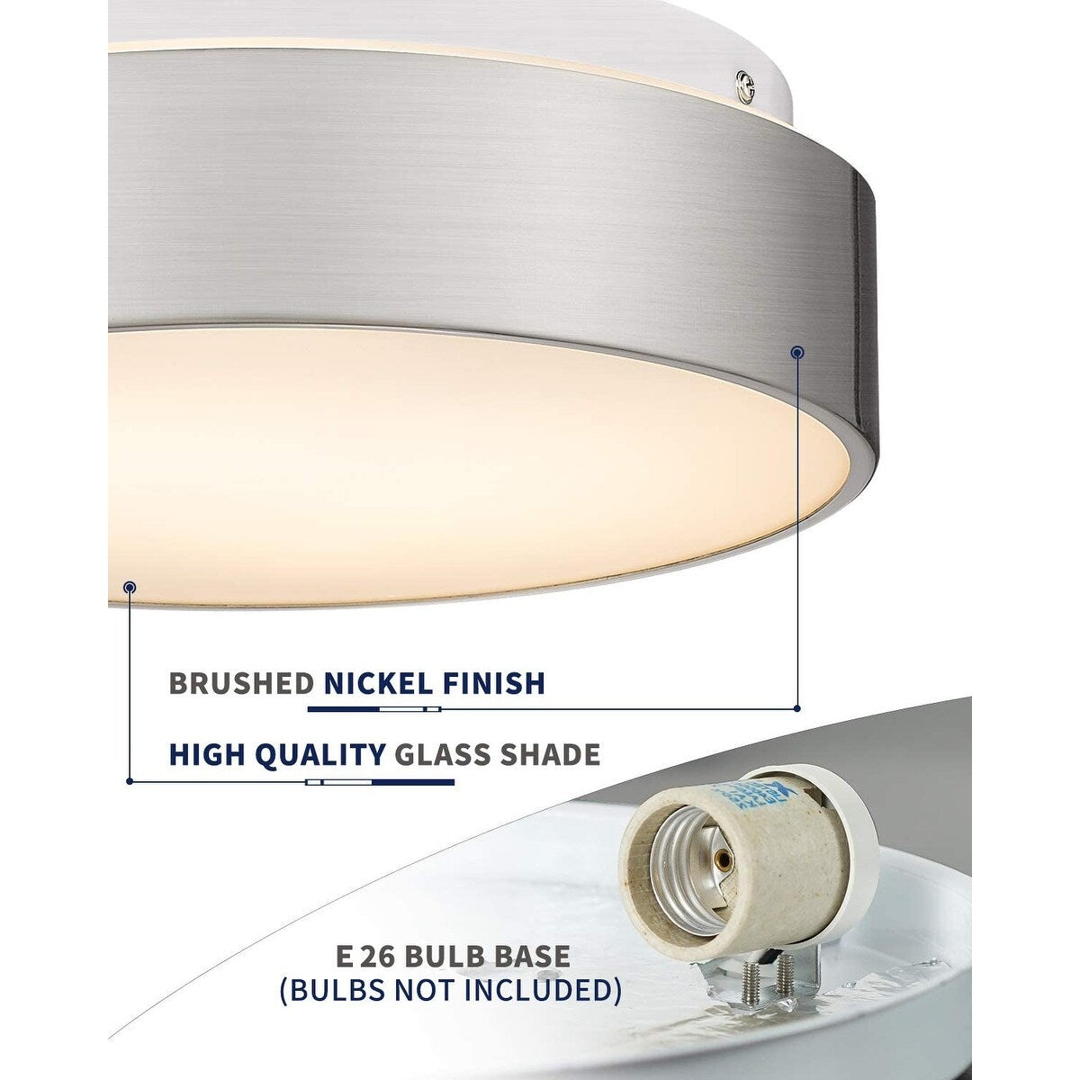 Plafoniera a filo a 2 luci con paralume in vetro smerigliato - 12,0 pollici LX 12,0 pollici WX 3,5 pollici H