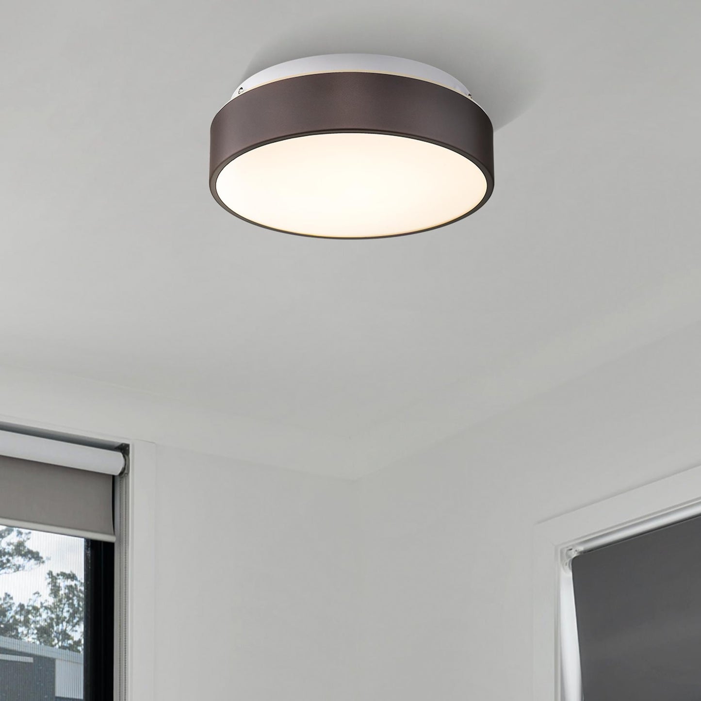 Plafoniera a filo a 2 luci con paralume in vetro smerigliato - 12,0 pollici LX 12,0 pollici WX 3,5 pollici H