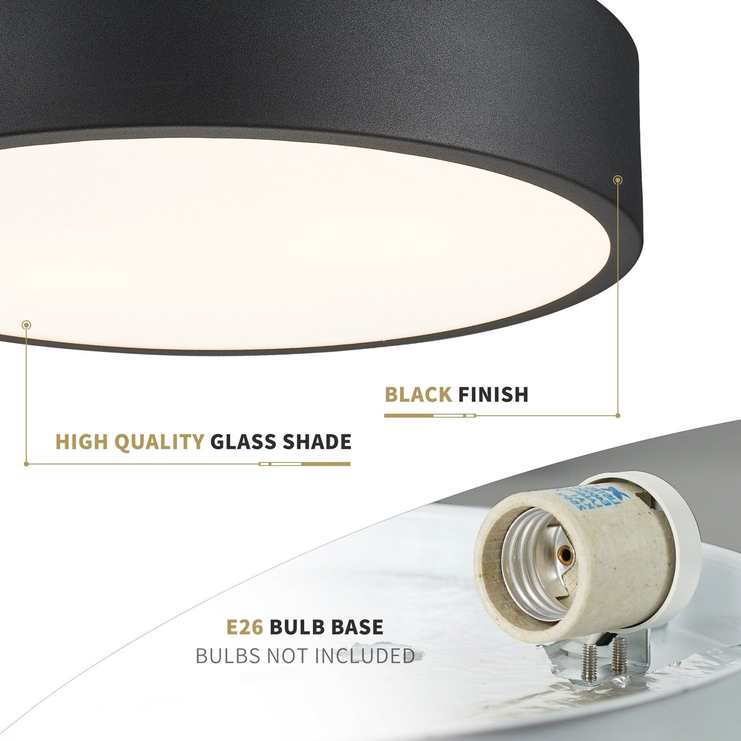 Plafoniera a filo a 2 luci con paralume in vetro smerigliato - 12,0 pollici LX 12,0 pollici WX 3,5 pollici H