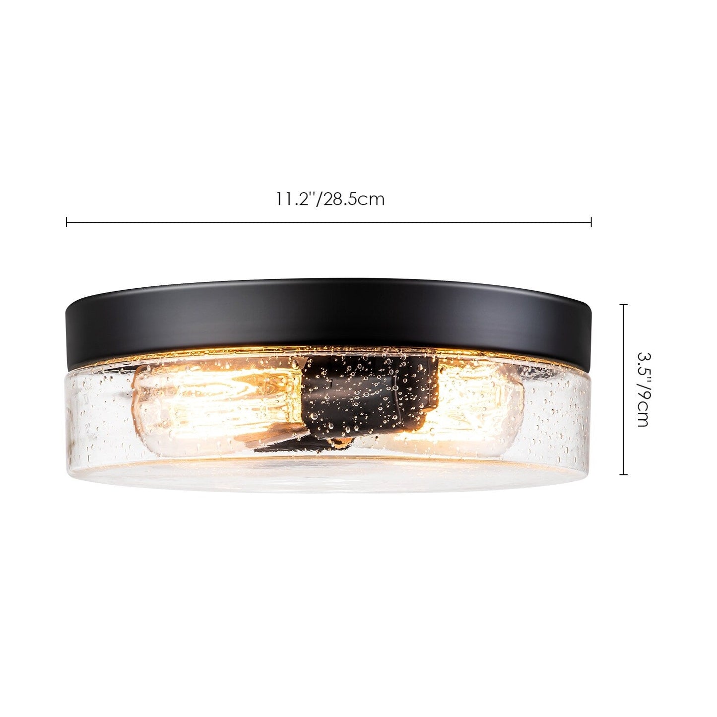 Lampada da soffitto a 2 luci moderna in stile fattoria, con cupola in vetro trasparente con semi/bolle