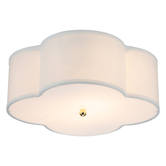 Lampada da soffitto a 2 luci in lino bianco con diffusore in acrilico