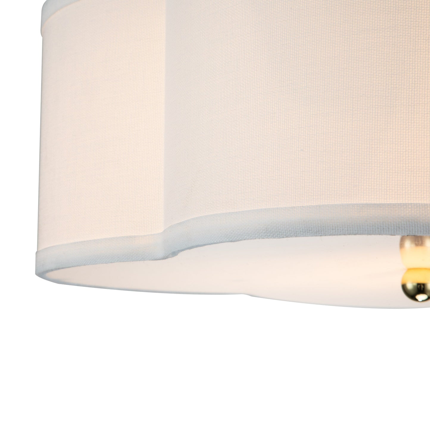 Lampada da soffitto a 2 luci in lino bianco con diffusore in acrilico