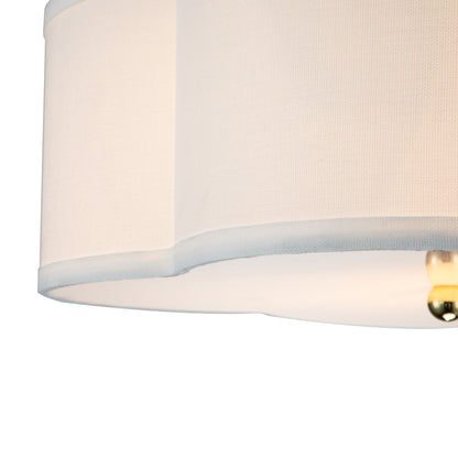 Lampada da soffitto a 2 luci in lino bianco con diffusore in acrilico