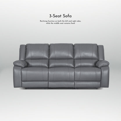 Set di divani da soggiorno reclinabili manuali classici in similpelle, 2 pezzi, con consolle e portabicchieri