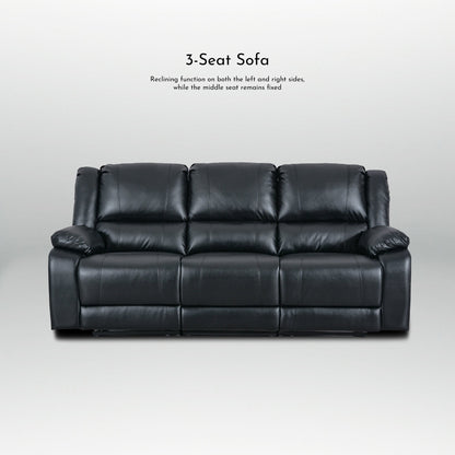Set di divani da soggiorno reclinabili manuali classici in similpelle, 2 pezzi, con consolle e portabicchieri