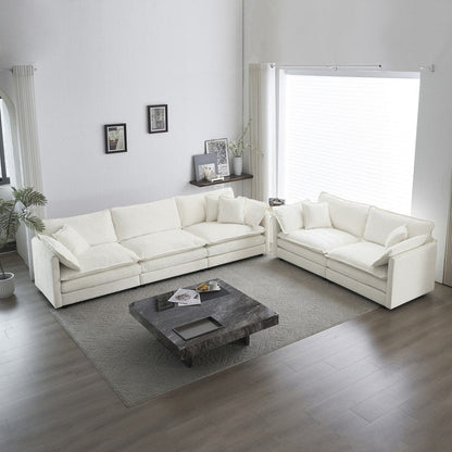 Set di 2 divani di grandi dimensioni con seduta extra profonda e imbottitura in ciniglia, divano a 3 posti + divano a due posti