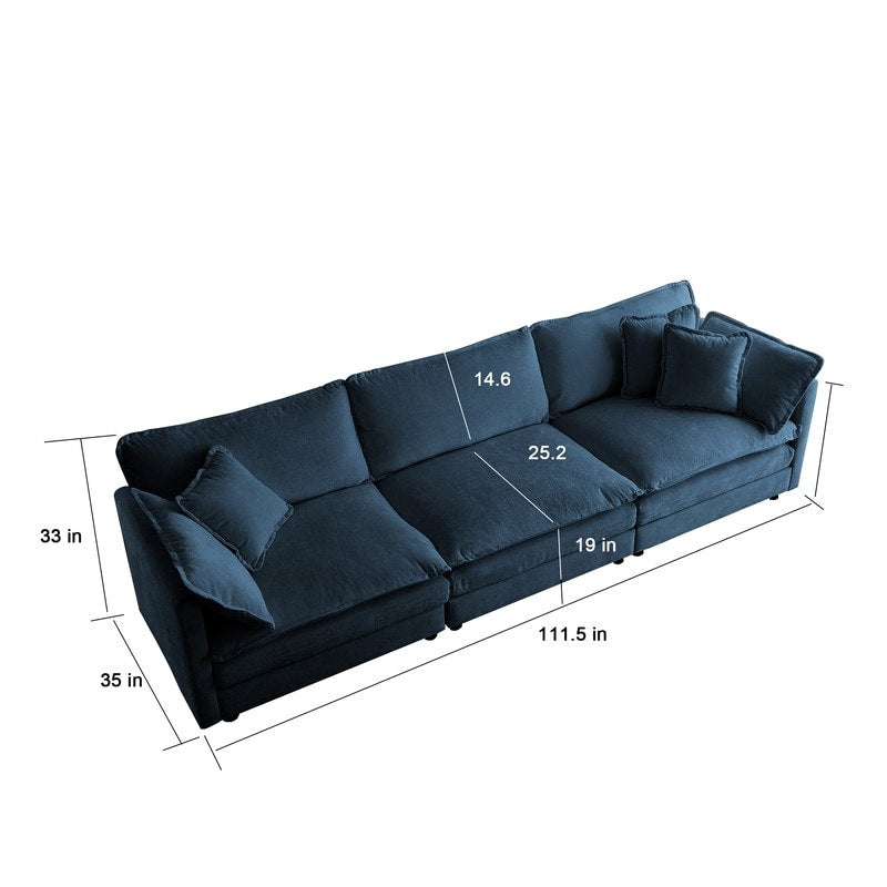 Set di 2 divani di grandi dimensioni con seduta extra profonda e imbottitura in ciniglia, divano a 3 posti + divano a due posti