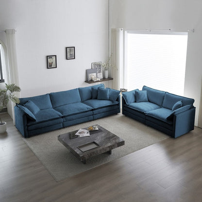 Set di 2 divani di grandi dimensioni con seduta extra profonda e imbottitura in ciniglia, divano a 3 posti + divano a due posti