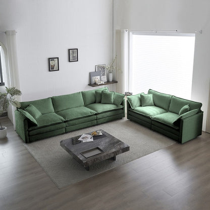 Set di 2 divani di grandi dimensioni con seduta extra profonda e imbottitura in ciniglia, divano a 3 posti + divano a due posti