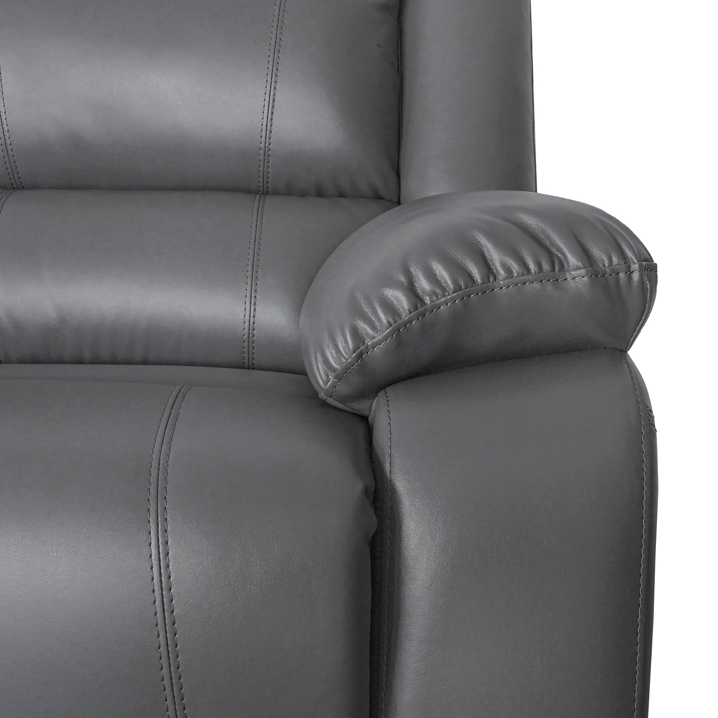 Set di divani da soggiorno reclinabili manuali classici in similpelle, 2 pezzi, con consolle e portabicchieri